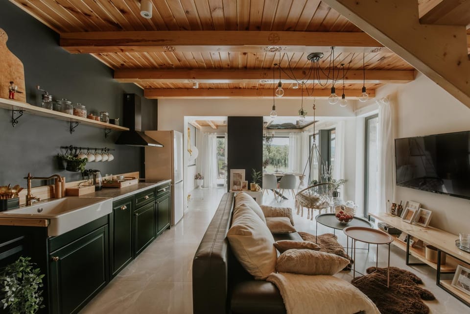 Kitchen or kitchenette, Living room, Seating area, Communal kitchen