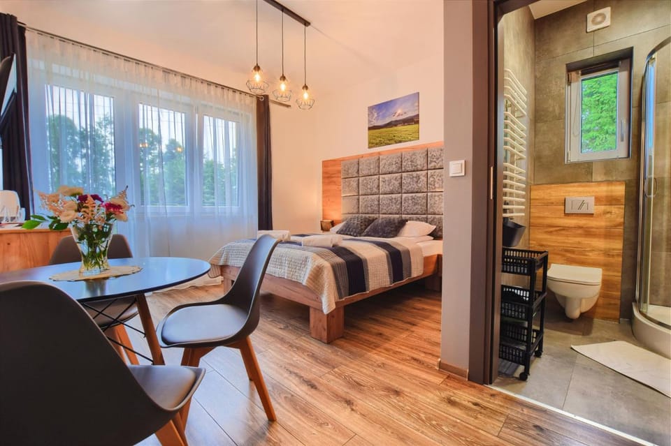 Bed, TV and multimedia, Kitchen or kitchenette, Living room, Photo of the whole room, Seating area, Dining area, Bedroom, internet