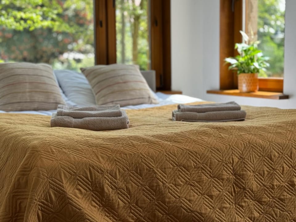 Bed, Photo of the whole room, Bedroom, towels