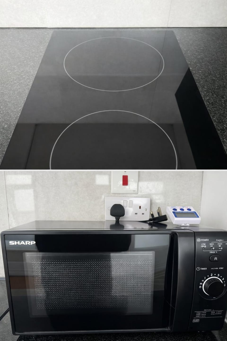 Kitchen or kitchenette, stove