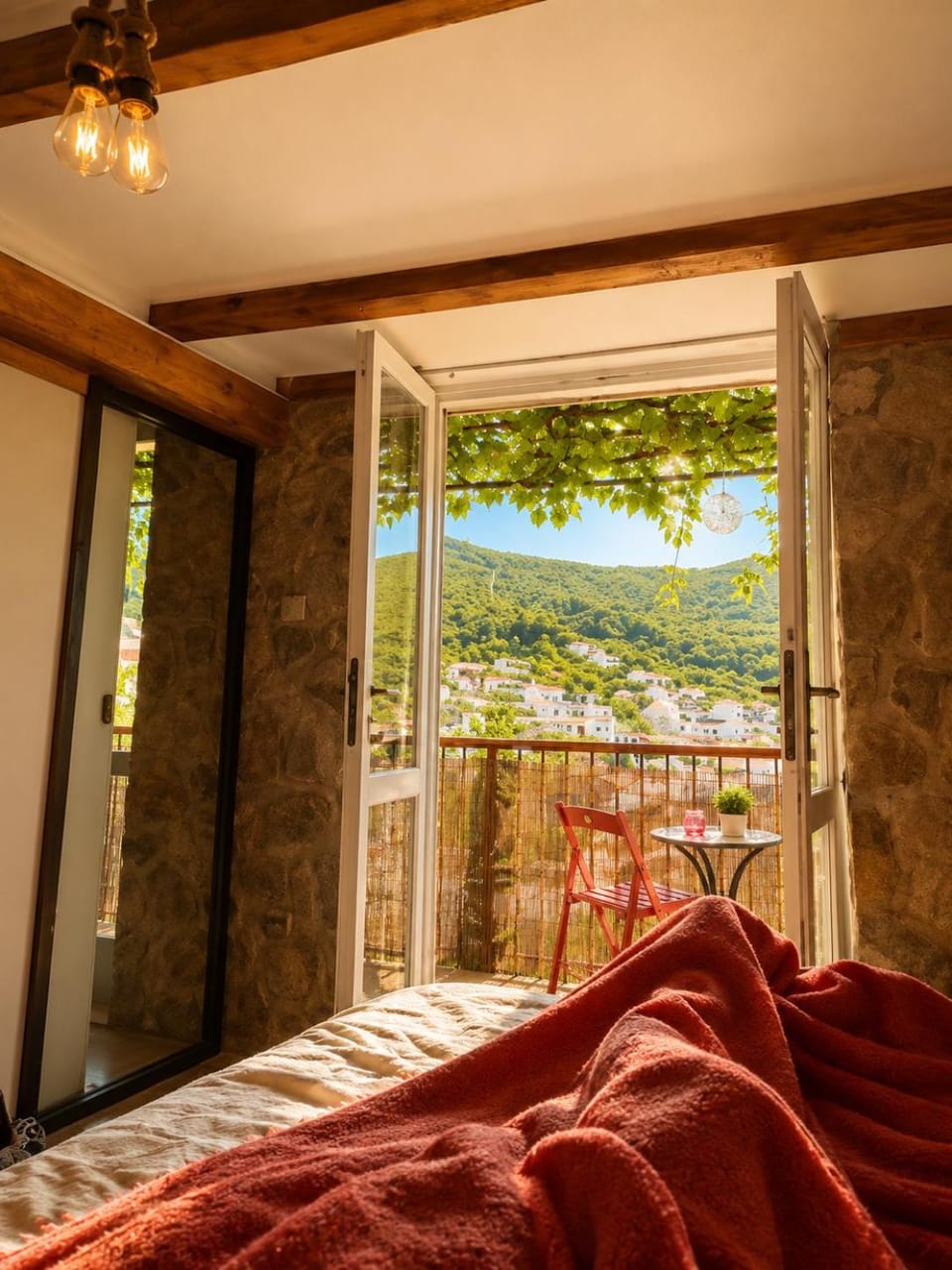 Bed, Day, Natural landscape, View (from property/room), Balcony/Terrace, Mountain view