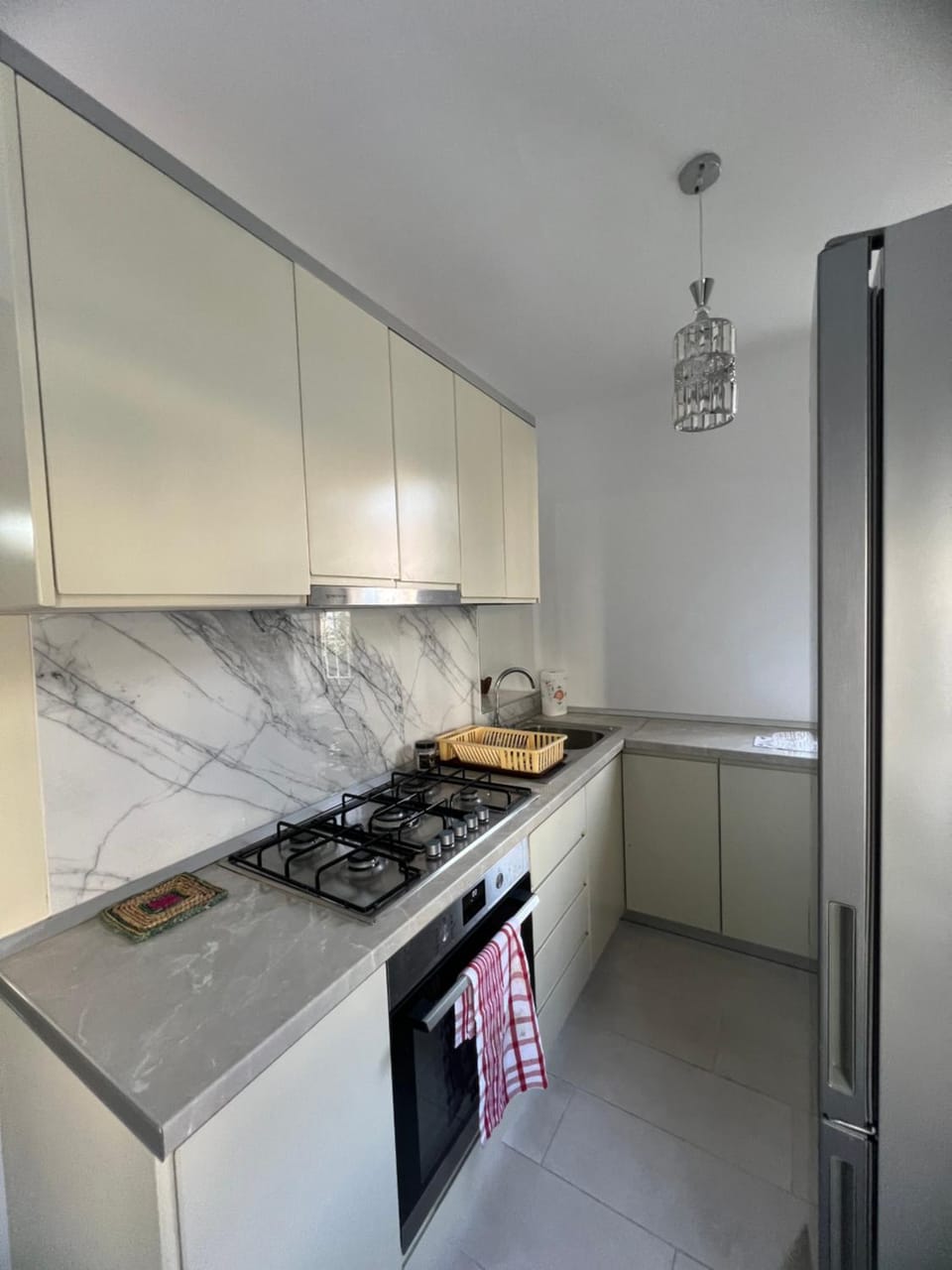 Kitchen or kitchenette, oven, stove