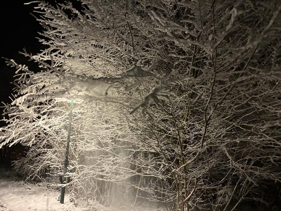 Night, Natural landscape, Winter
