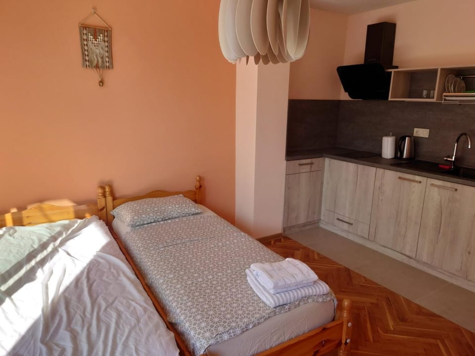 Bed, Kitchen or kitchenette, Photo of the whole room