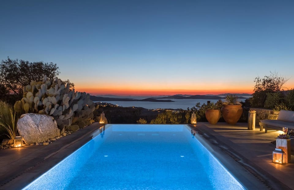 Natural landscape, Pool view, Sea view, Swimming pool, Sunset