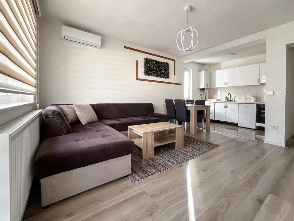 Kitchen or kitchenette, Living room, Seating area, Dining area, oven, stove, air conditioner