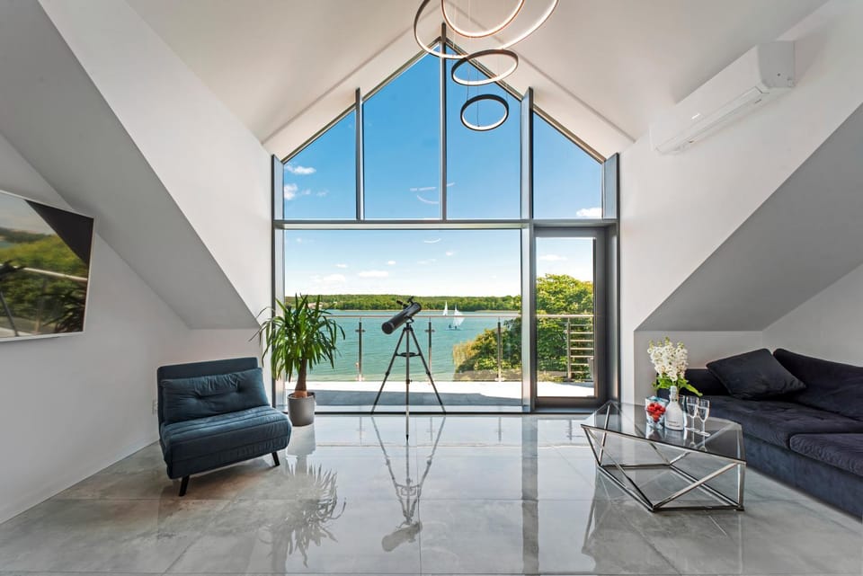 Living room, Seating area, Lake view