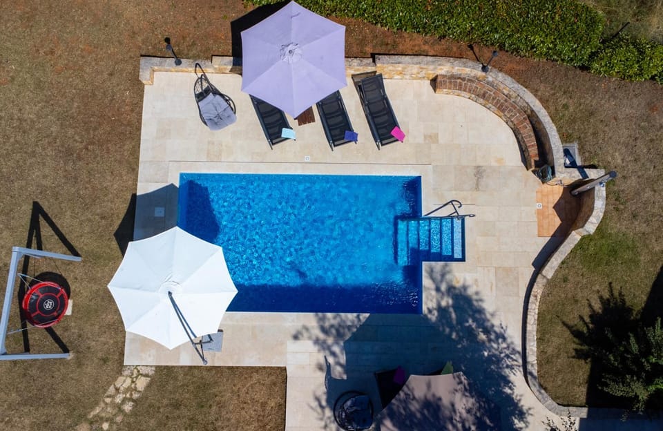 Patio, Day, Bird's eye view, Pool view, Swimming pool, sunbed
