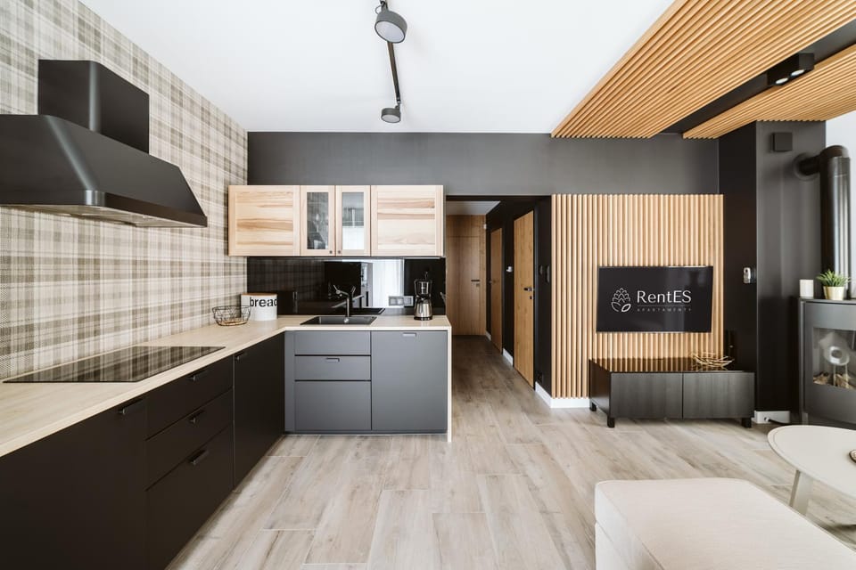 Kitchen or kitchenette, stove