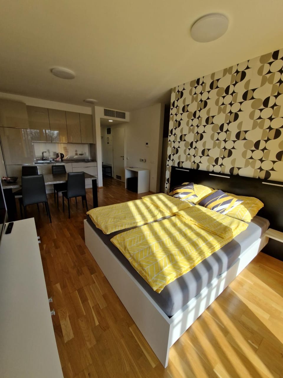 Bed, Kitchen or kitchenette, Photo of the whole room, Dining area