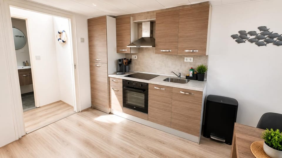Kitchen or kitchenette, oven, stove