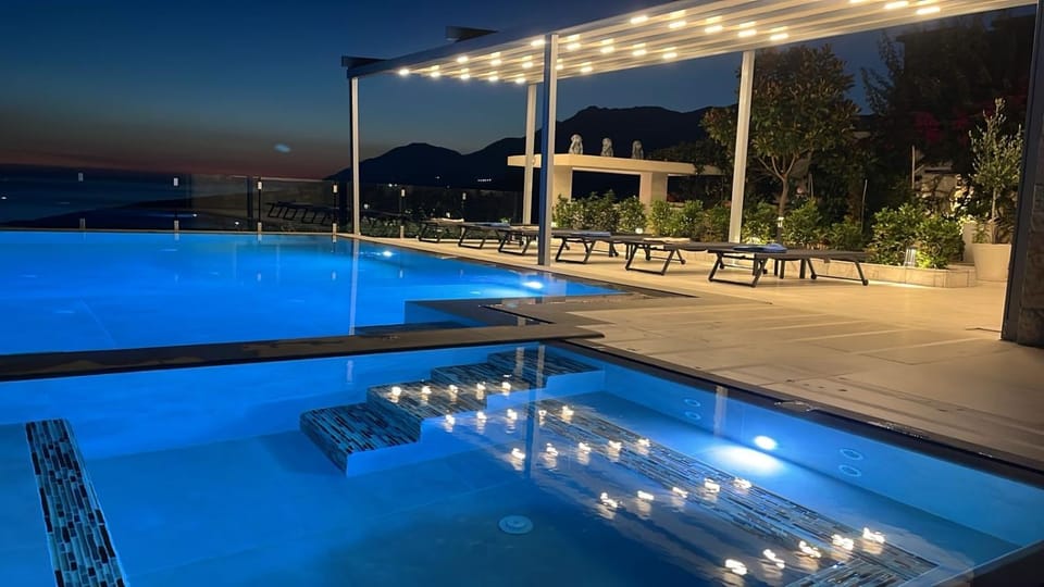 Night, Pool view, Swimming pool