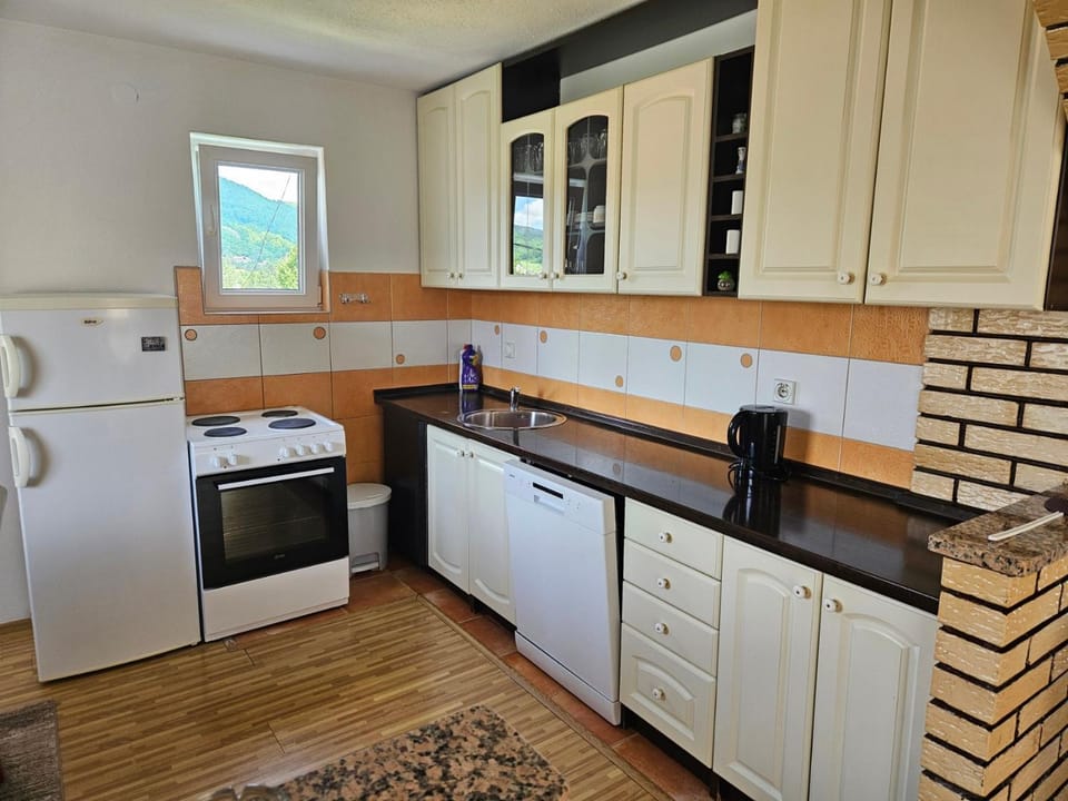Kitchen or kitchenette, dishwasher, oven
