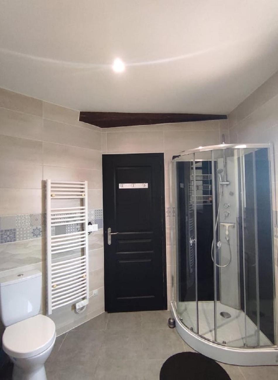 Shower, Toilet, River view, towels