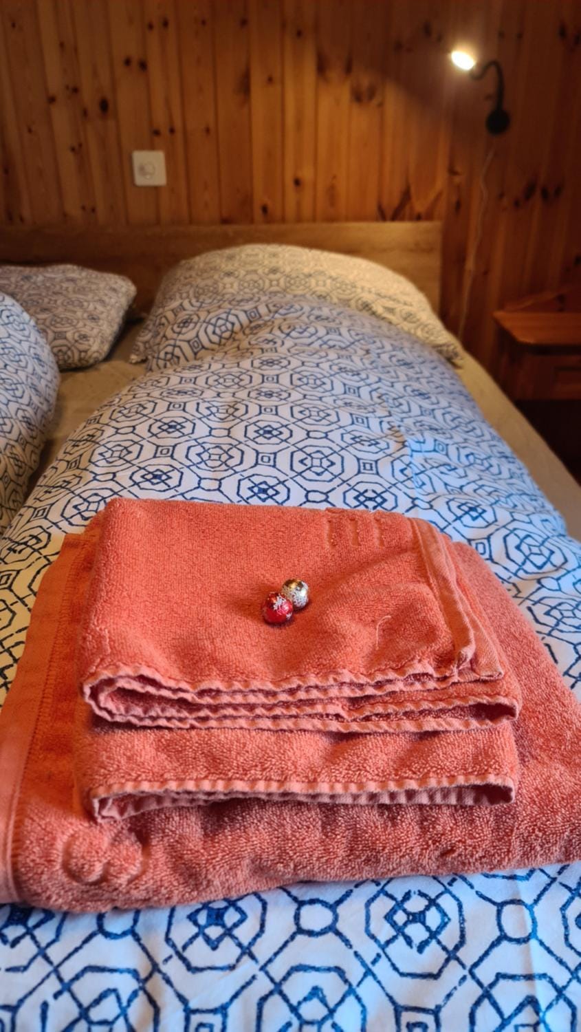 Bed, Photo of the whole room, Bedroom, towels