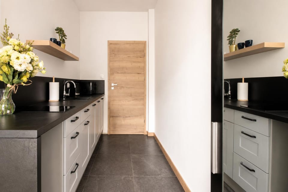 Coffee/tea facilities, Kitchen or kitchenette, oven, stove