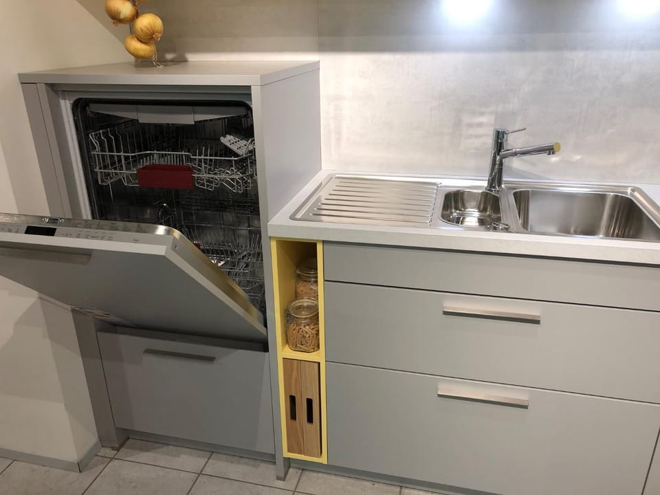 Kitchen or kitchenette, dishwasher