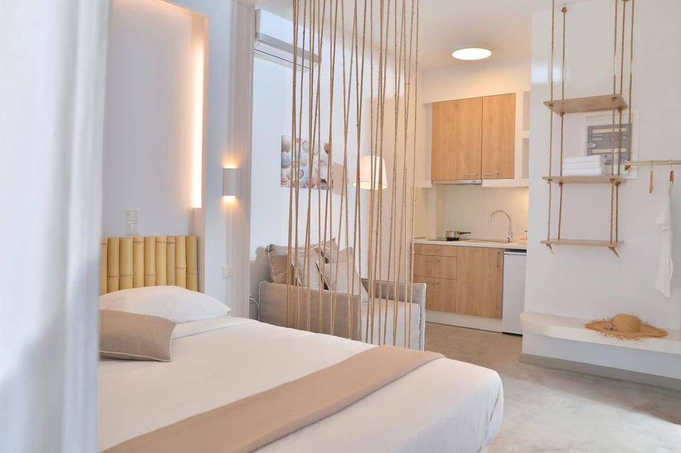 Bed, kitchen