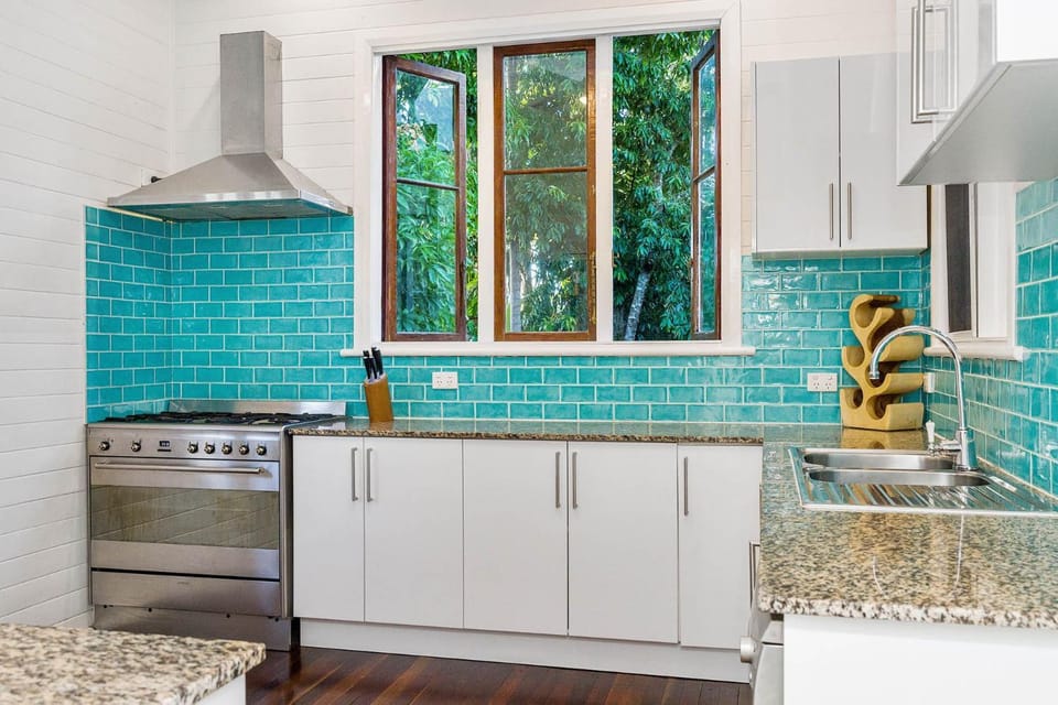 Kitchen or kitchenette, stove