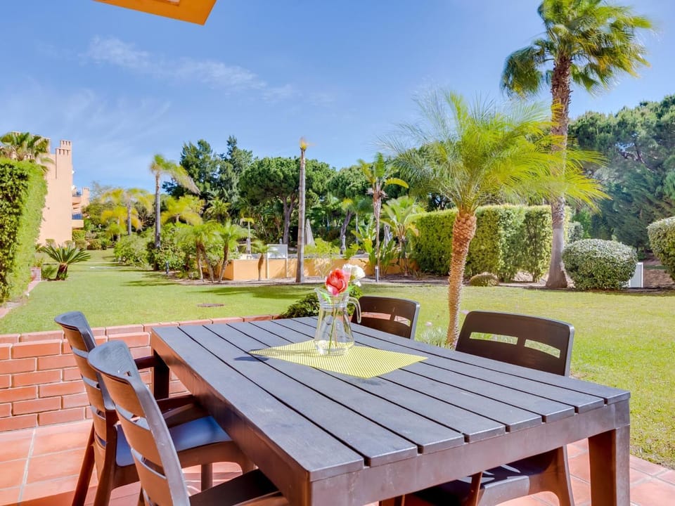 Patio, Garden, Dining area, Pool view