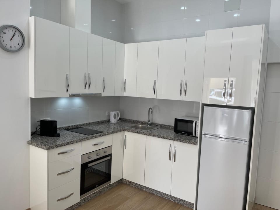 Kitchen or kitchenette, oven, stove, toaster