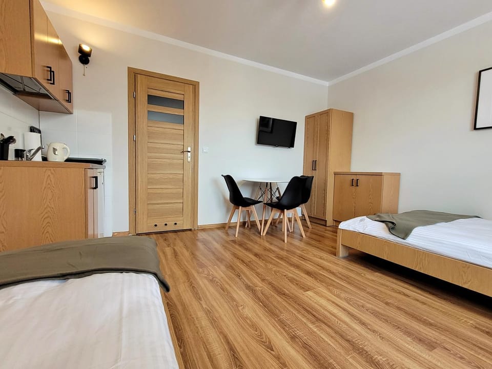 Bed, TV and multimedia, Kitchen or kitchenette, Photo of the whole room, hair dresser, wardrobe