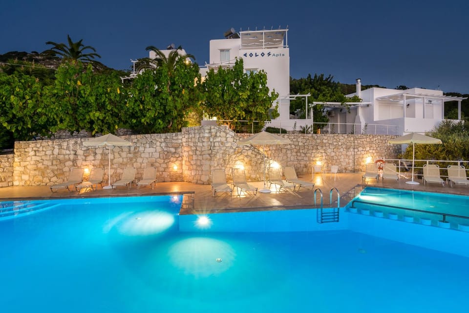 Night, Pool view, Swimming pool