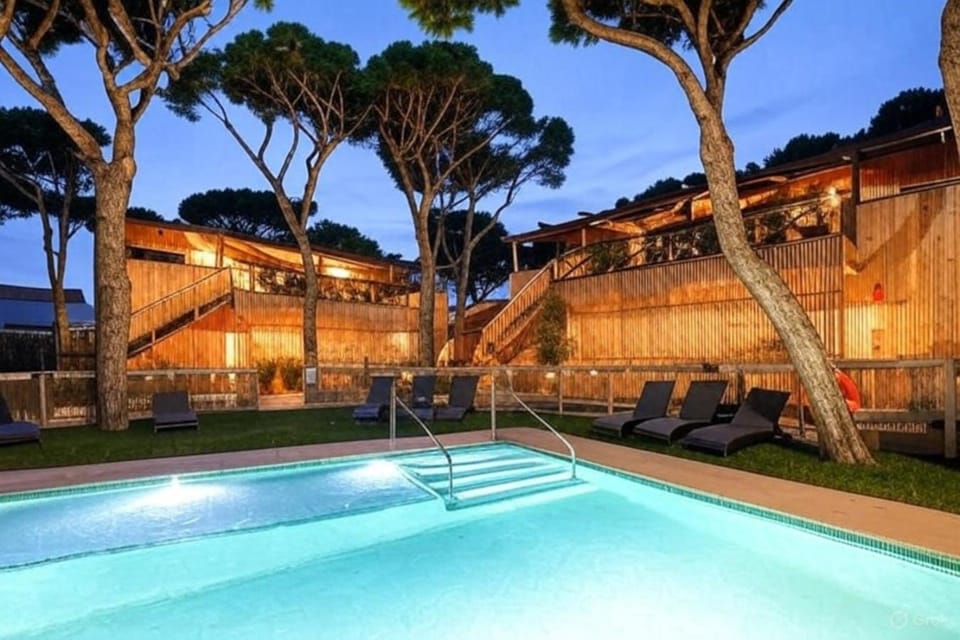 Night, Summer, Swimming pool