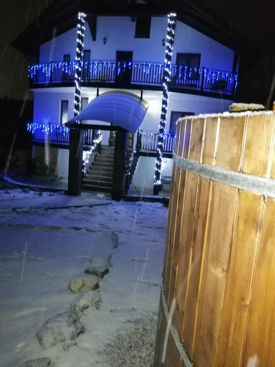 Property building, Night, Swimming pool