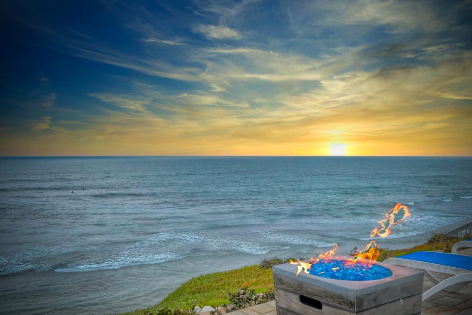 Patio, Natural landscape, Sea view, Sunset
