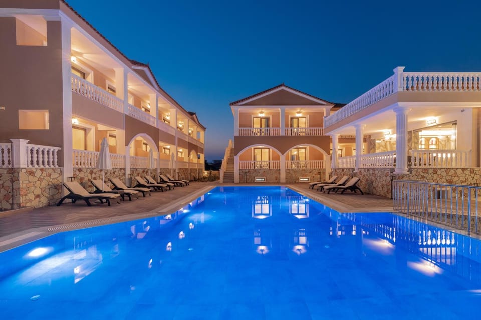 Property building, Night, Swimming pool, sunbed