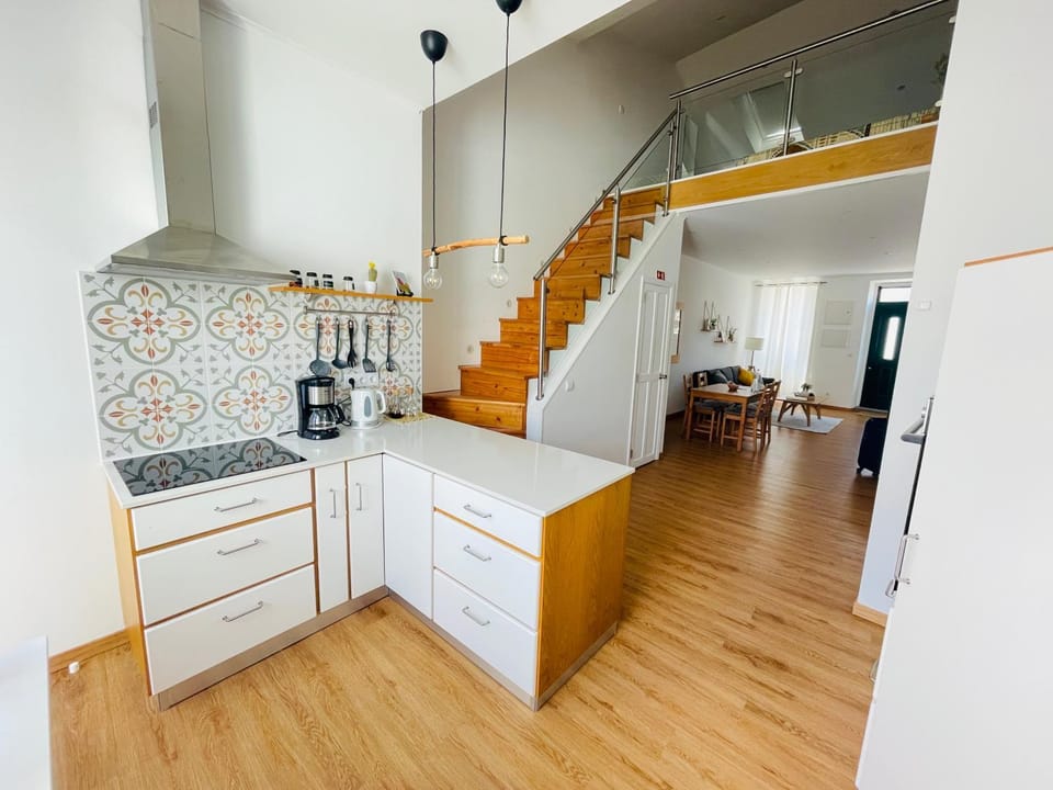 Kitchen or kitchenette, stove