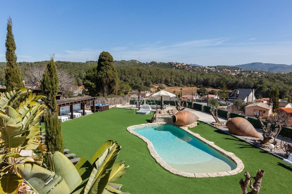 Property building, Living room, Swimming pool