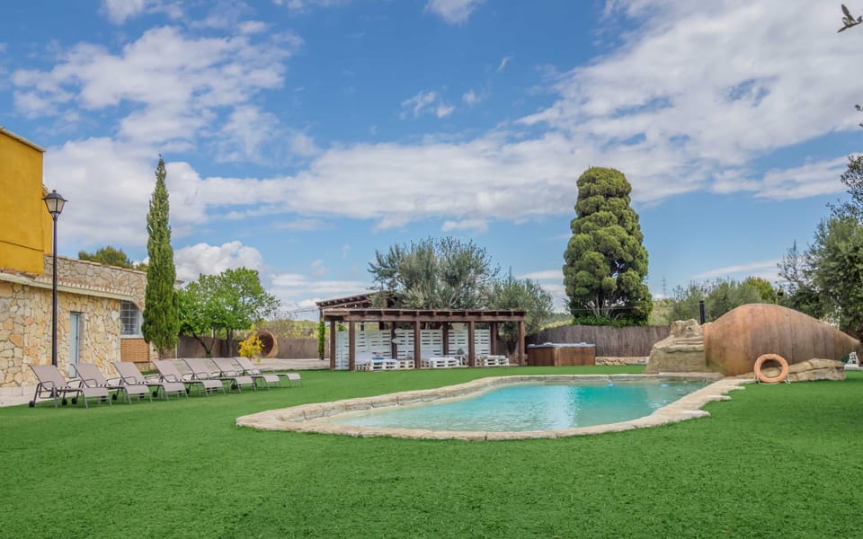 Property building, Living room, Swimming pool