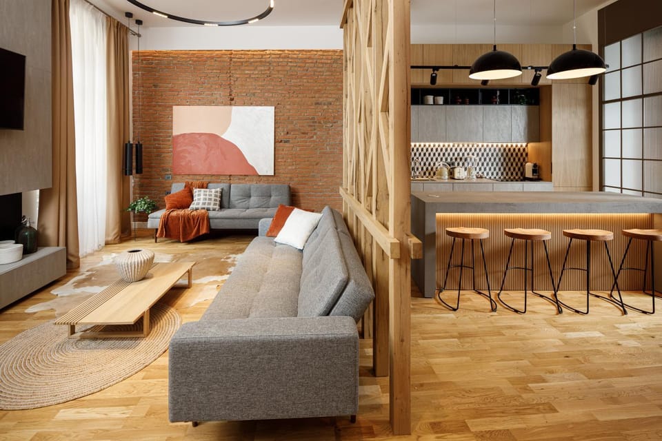 Kitchen or kitchenette, Living room, Photo of the whole room, Seating area