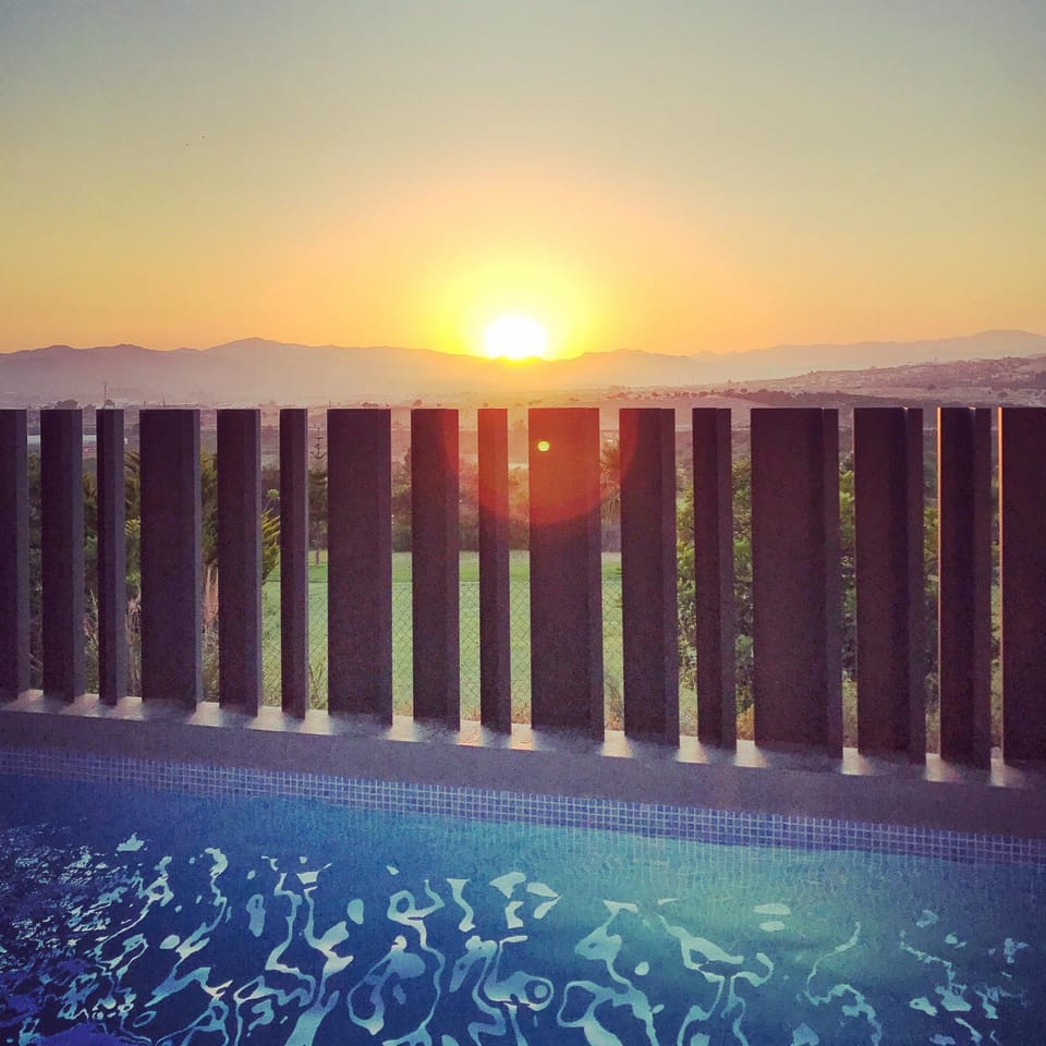 Natural landscape, Swimming pool, Sunset