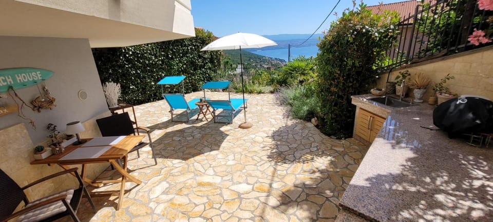 Garden, View (from property/room), Balcony/Terrace, Seating area, Garden view, Sea view, sunbed