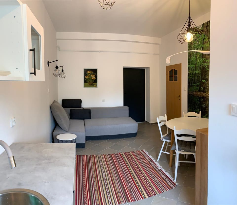 Bed, Living room, Seating area
