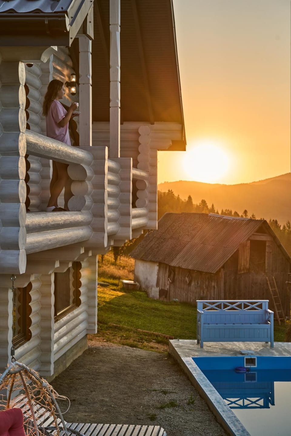 Property building, Mountain view, Sunset