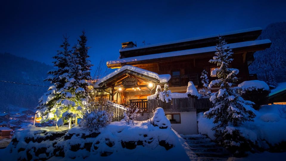 Property building, Night, Winter