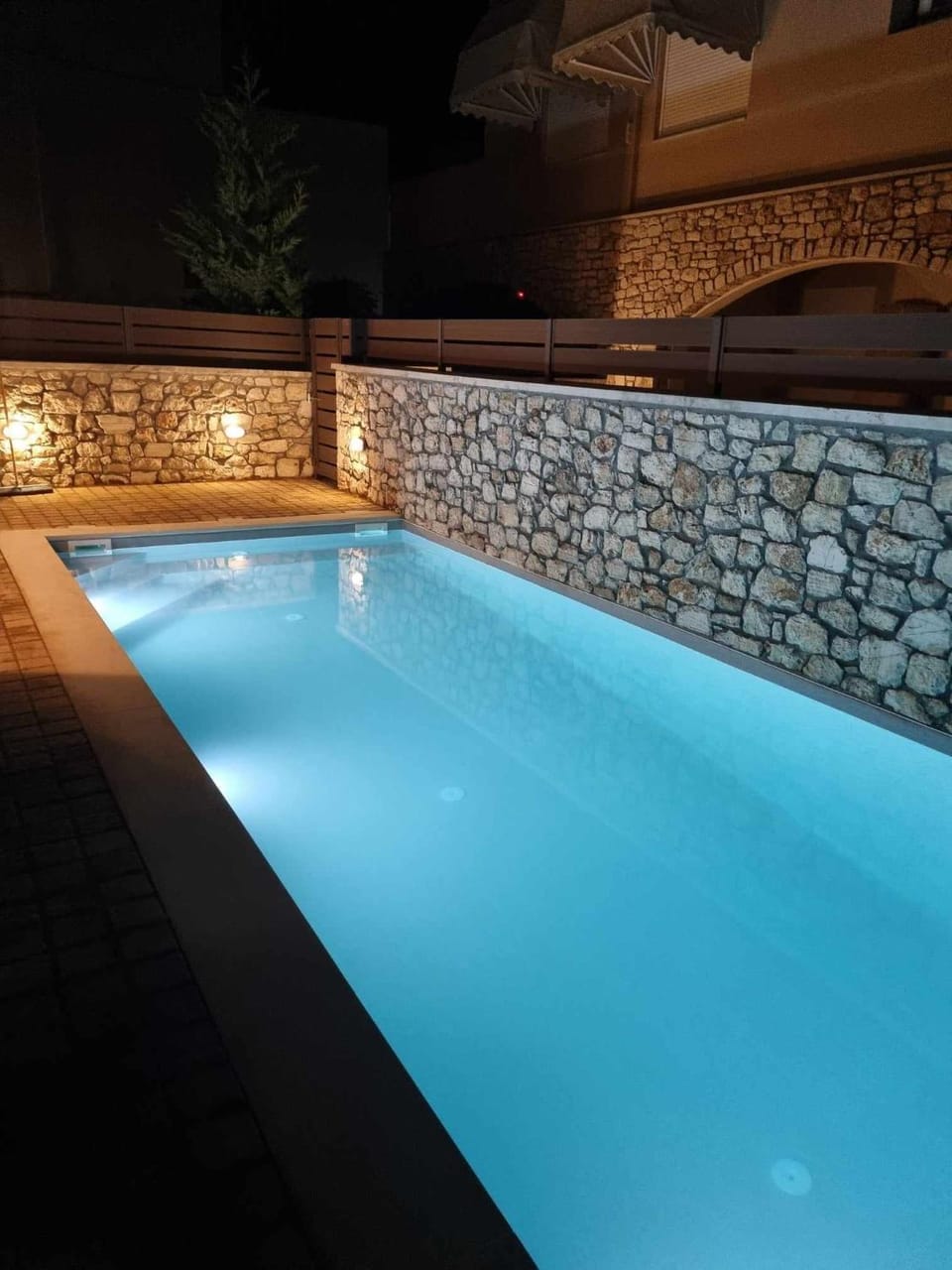 Night, Pool view, Swimming pool