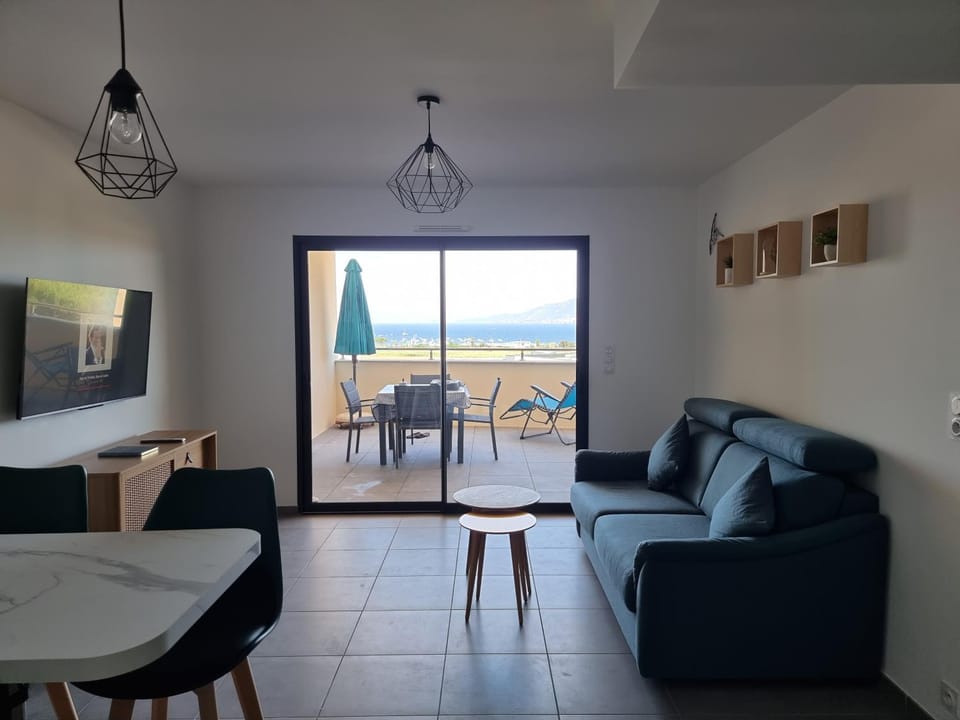 Living room, Seating area, Sea view