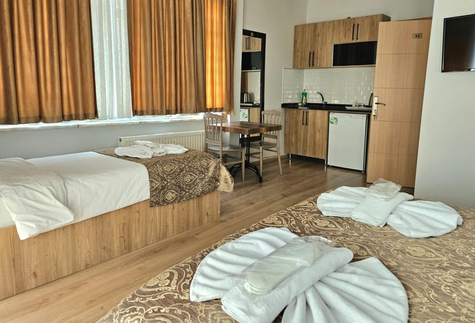 Bed, TV and multimedia, Kitchen or kitchenette, Photo of the whole room, Bedroom, minibar, oven, towels
