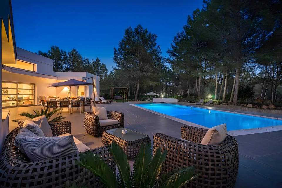 Property building, Living room, Swimming pool