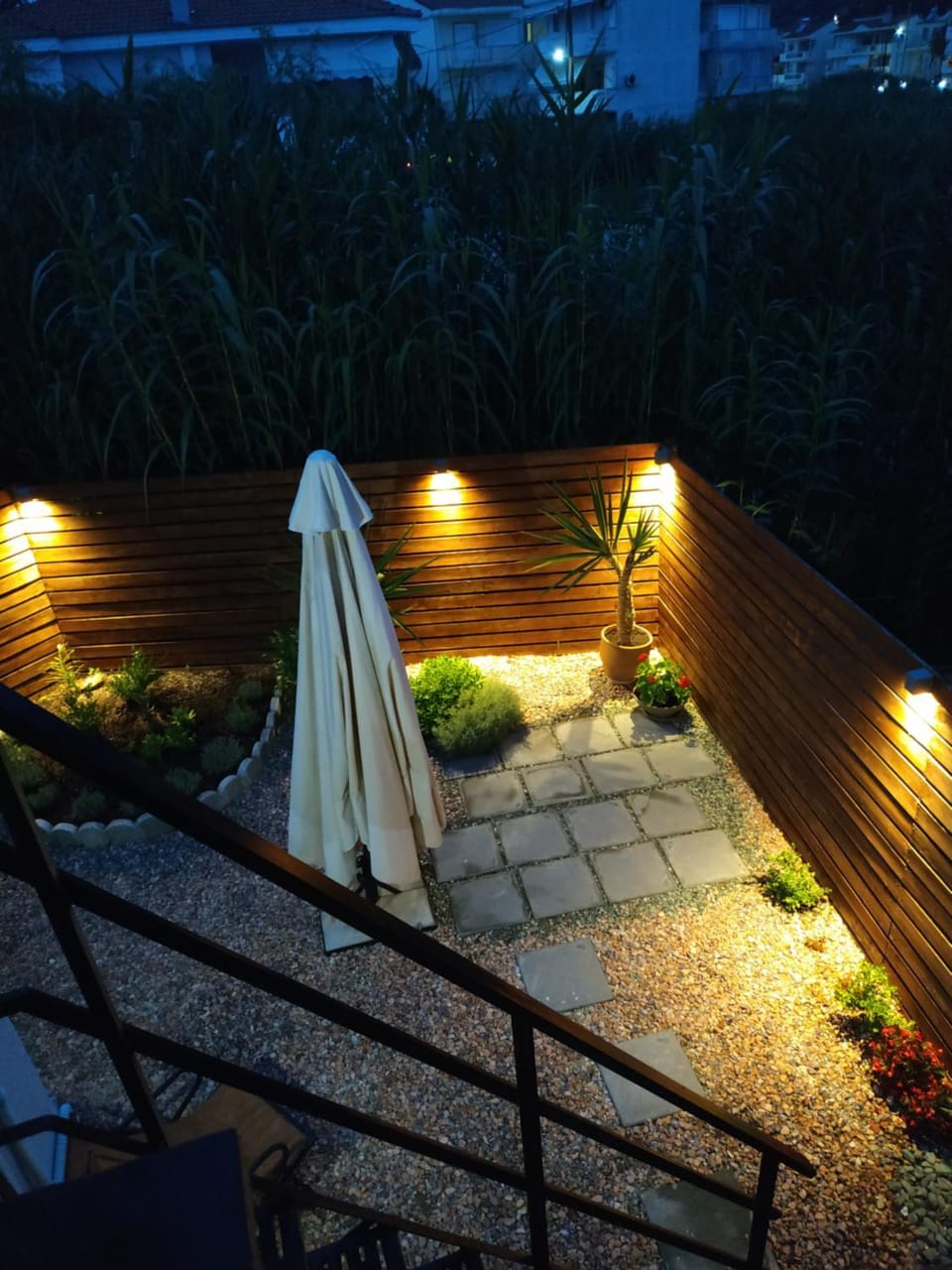 Patio, Night, Garden, Garden view