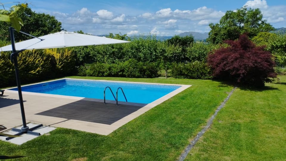 Natural landscape, Garden, Garden view, Pool view, Swimming pool, sunbed
