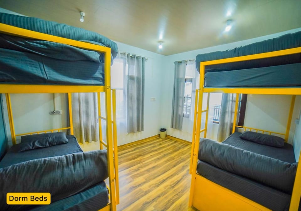 Bed, Photo of the whole room, Bedroom, bunk bed, microwave