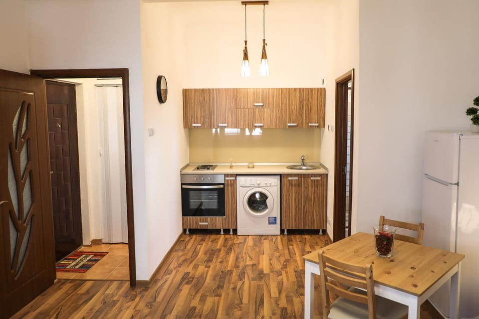 Kitchen or kitchenette, Dining area, oven, stove, washing machine