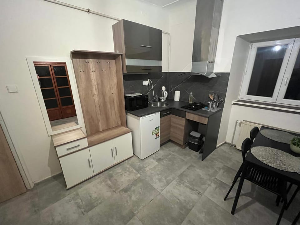 Kitchen or kitchenette, stove, kitchen