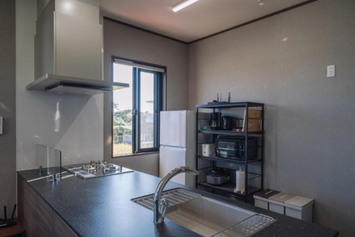 Kitchen or kitchenette, minibar, stove